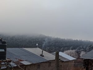 Hielo más que nieve se registra en la comunidfad Lirios de la Sierra.