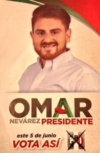 Omar Nevárez Velázquez, candidato del PRI a la presidencia municipal de Nuevo Ideal, el año 2022.